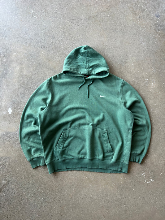 Vintage Distressed Green Nike Swoosh Hoodie - L