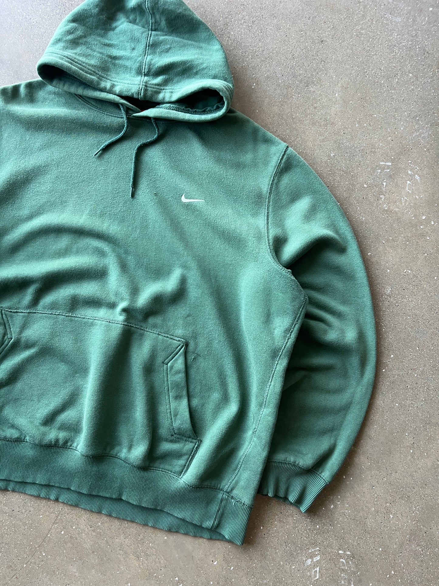 Vintage Distressed Green Nike Swoosh Hoodie - L