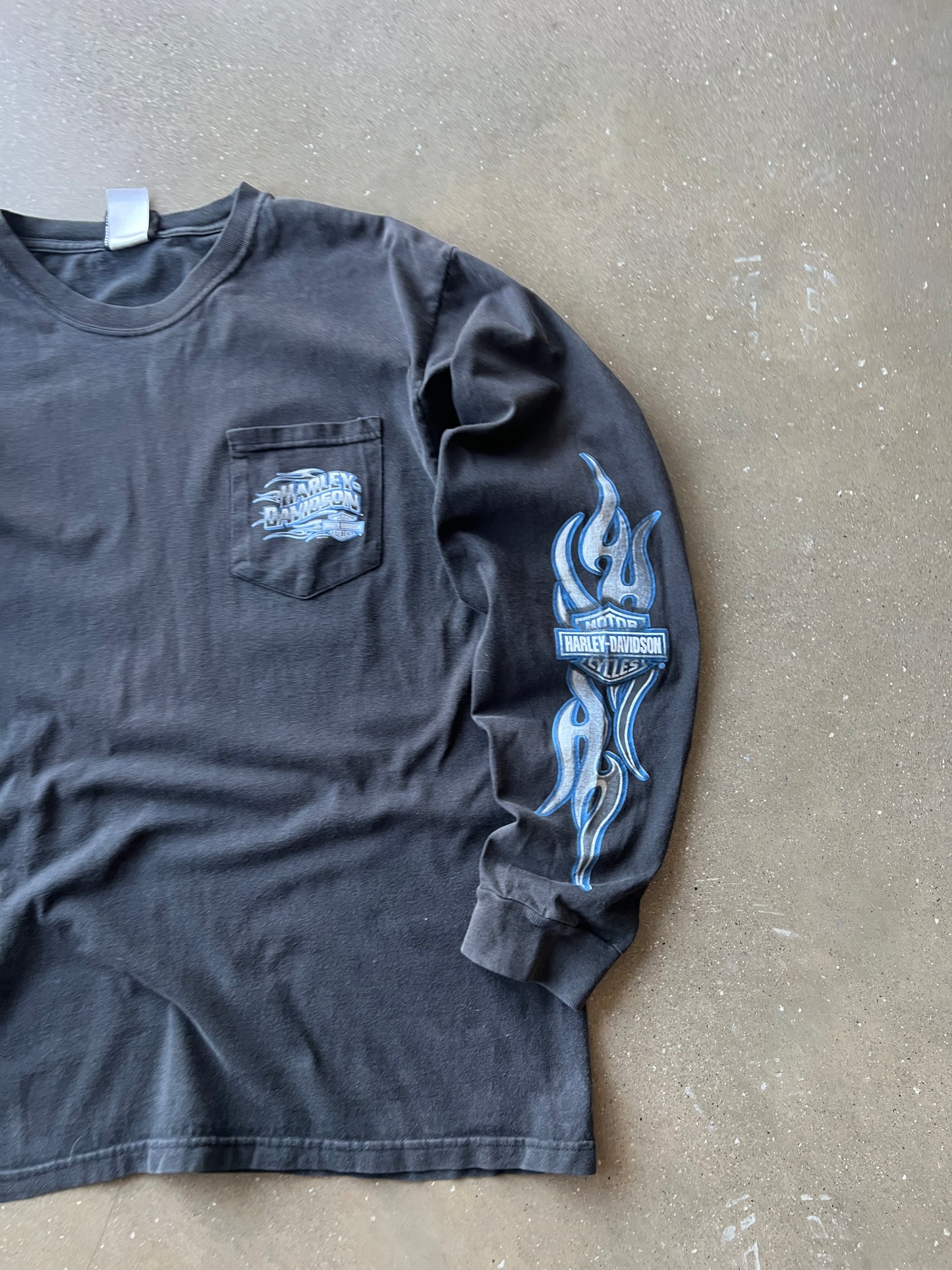 Vintage Faded Black Lightning Harley Shirt - M