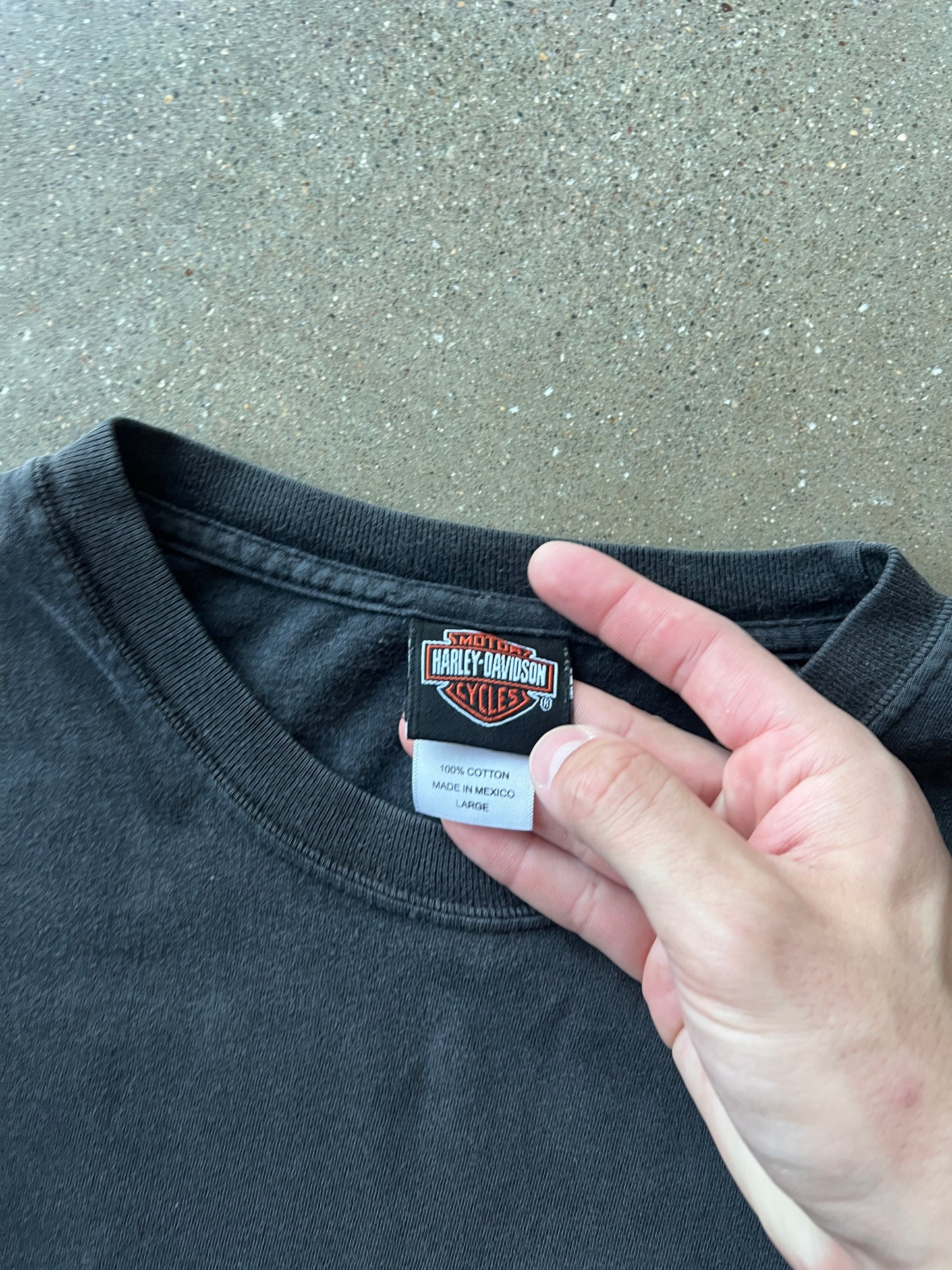 Vintage Faded Black Lightning Harley Shirt - M