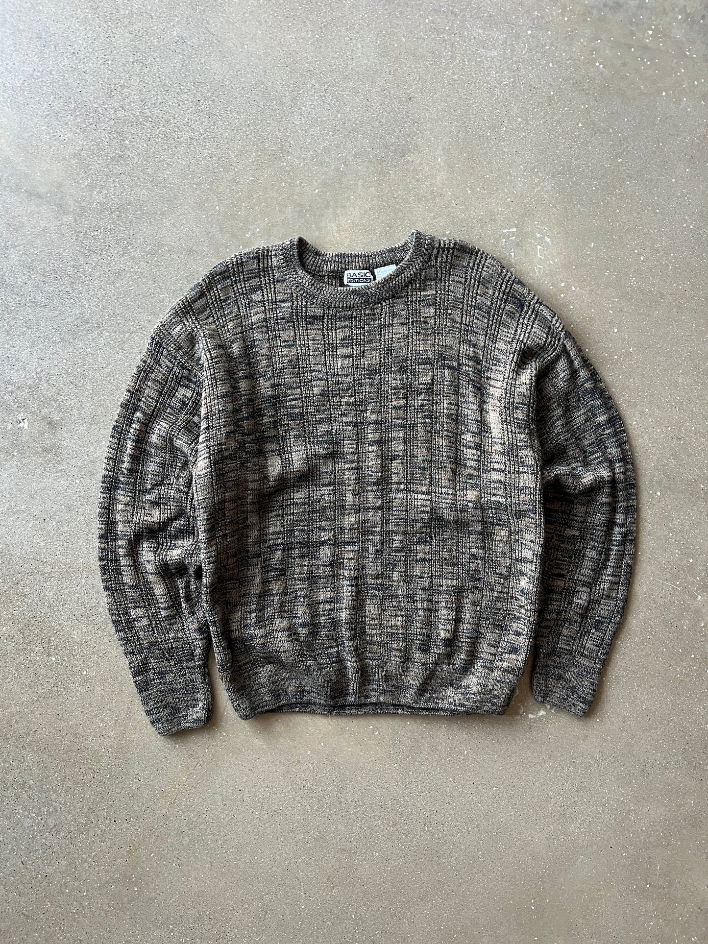 Vintage Tan Brown Knit Basic Editions Sweater - M