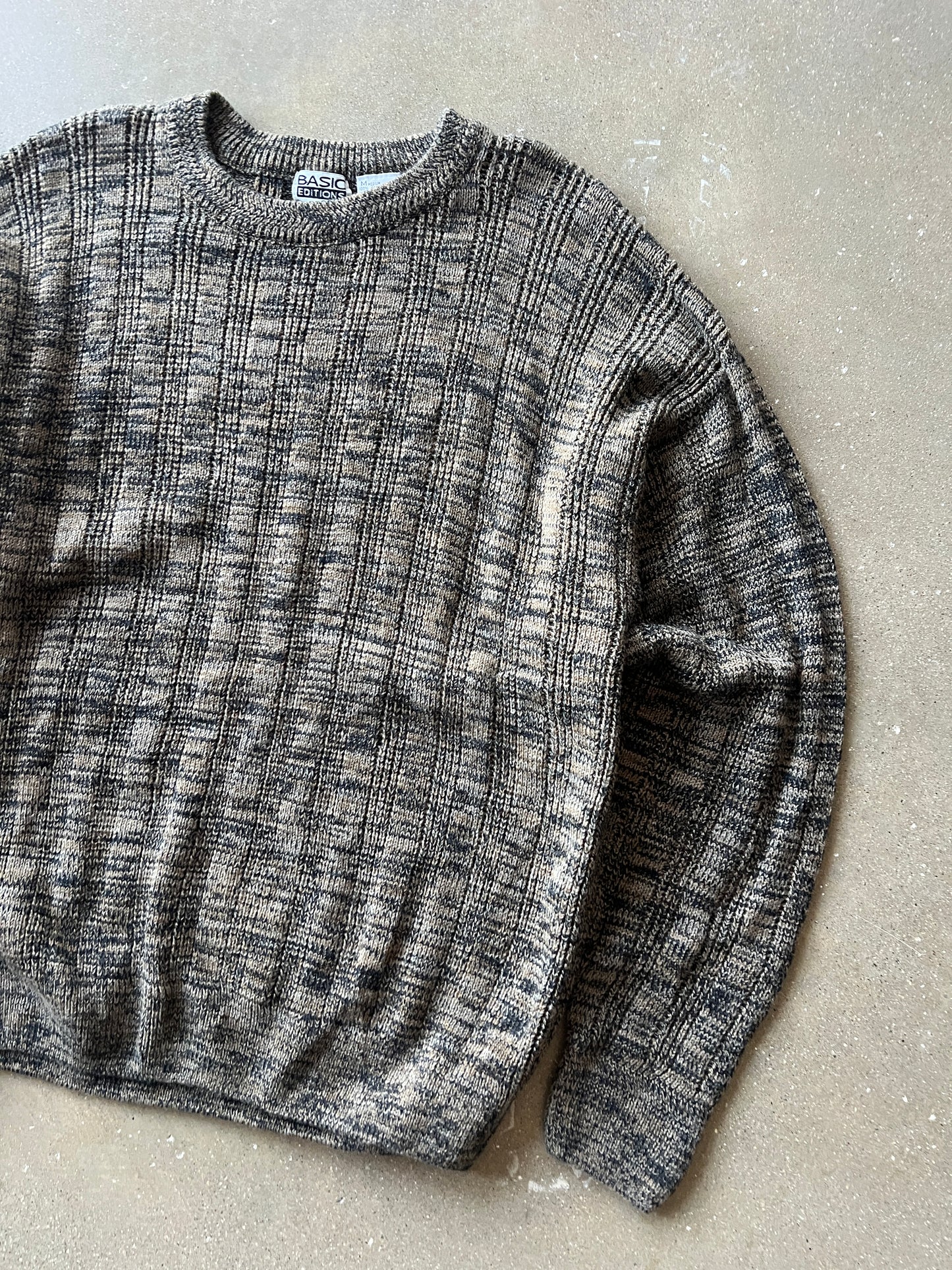 Vintage Tan Brown Knit Basic Editions Sweater - M