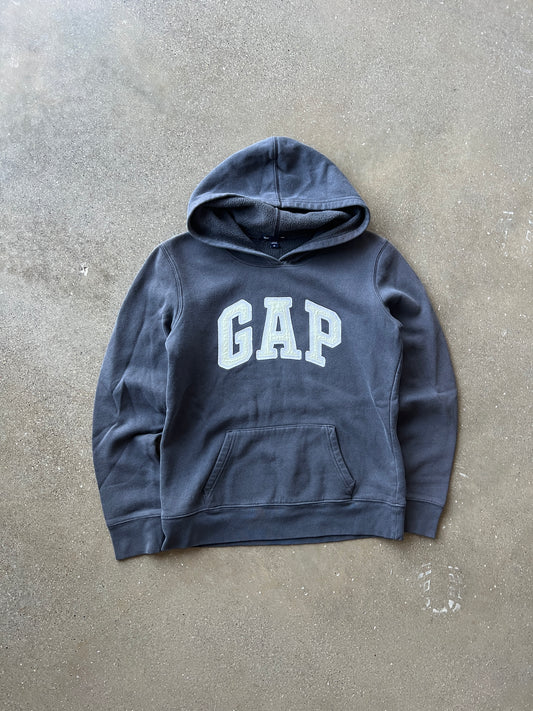 Vintage Faded Grey Gap Spellout Hoodie - XS