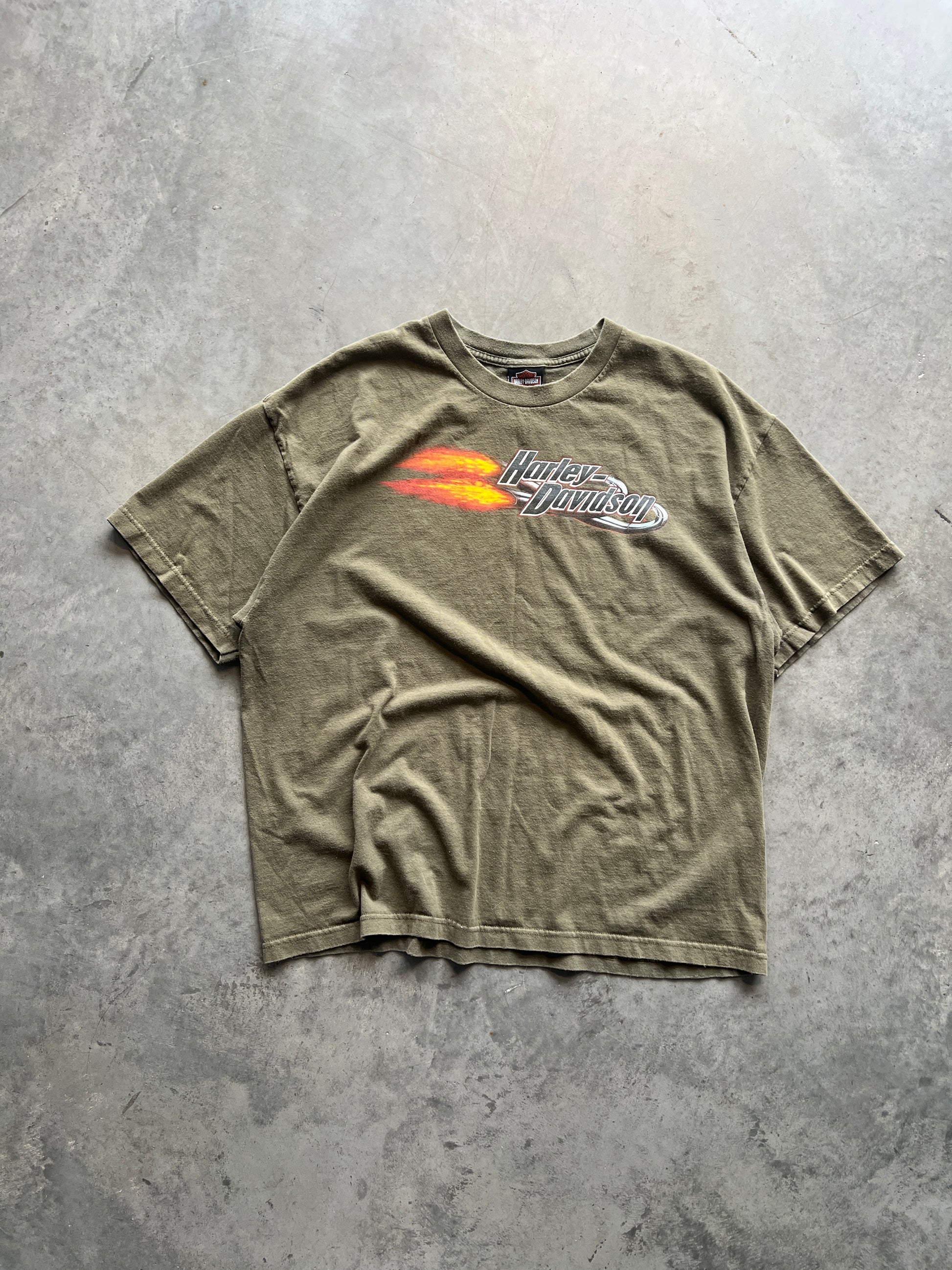 Vintage Dark Green Harley Davidson Shirt - XXL