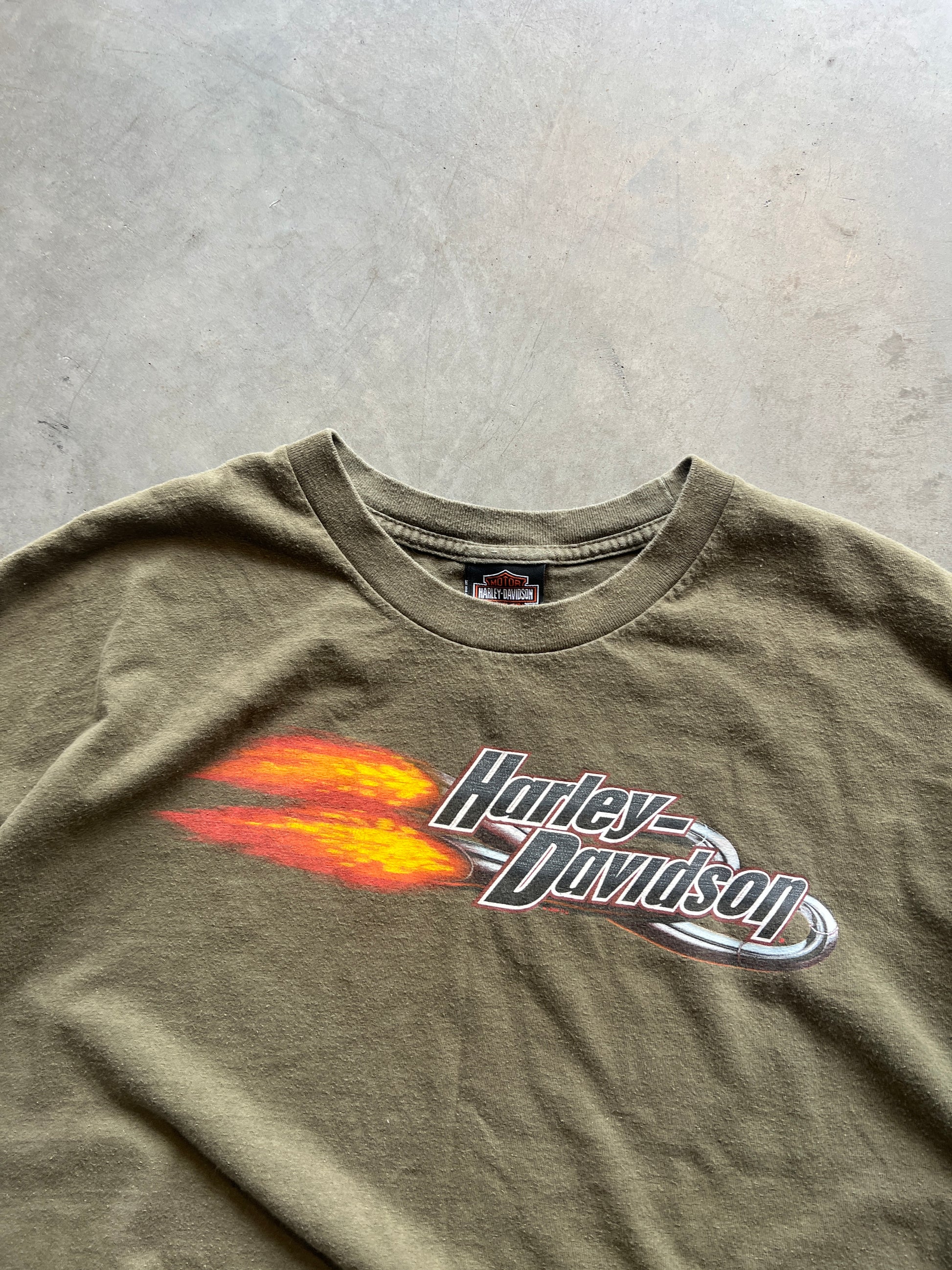 Vintage Dark Green Harley Davidson Shirt - XXL
