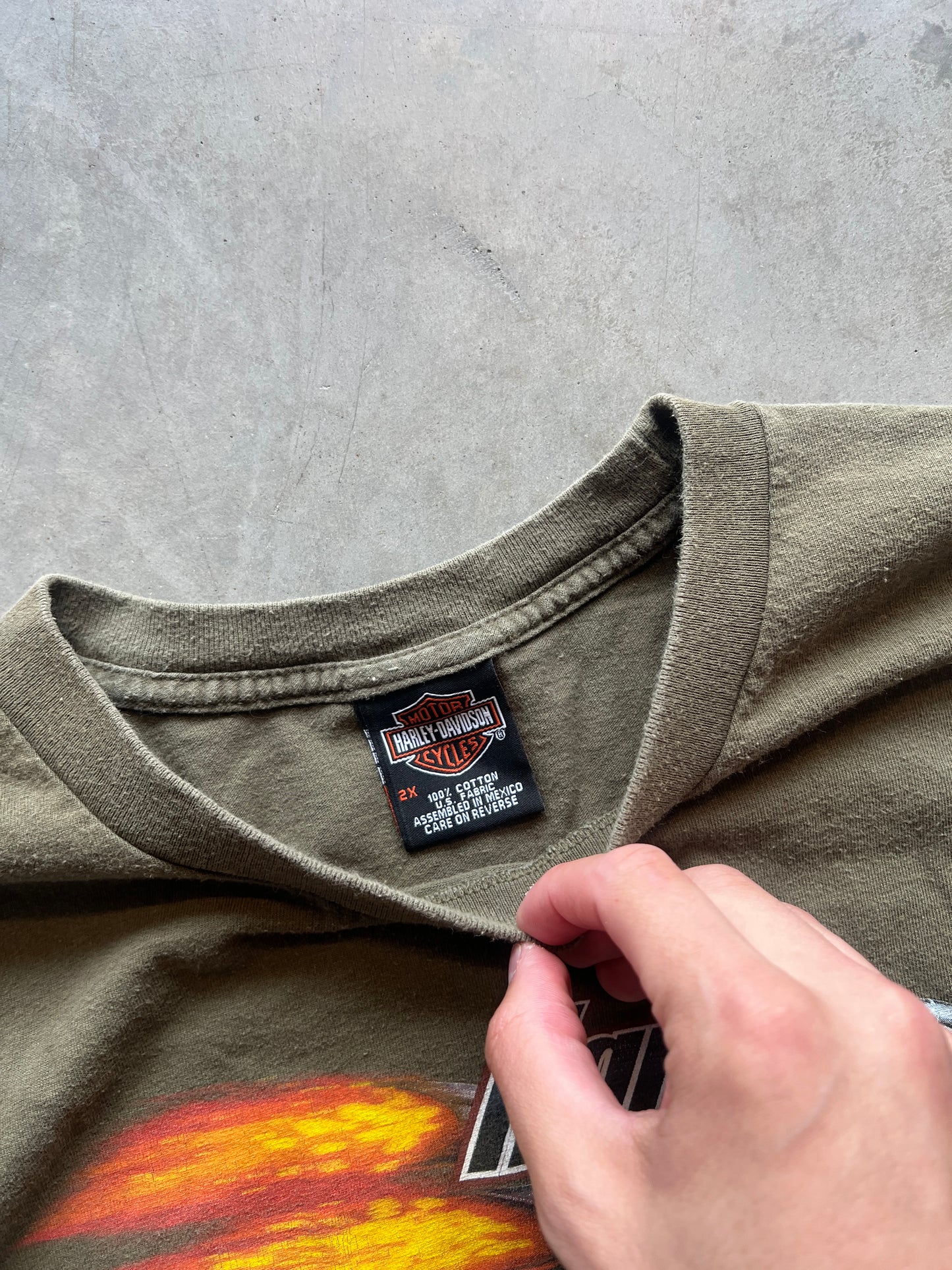 Vintage Dark Green Harley Davidson Shirt - XXL