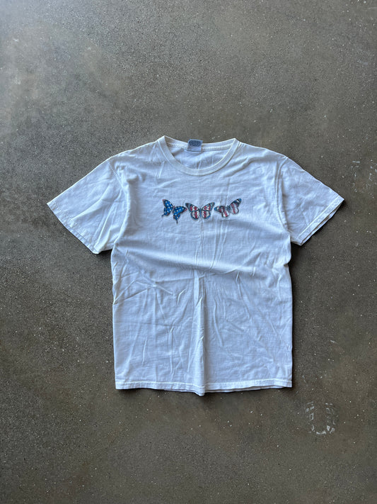 Vintage White Butterfly Graphic Shirt - L