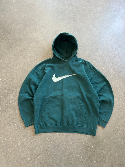 Vintage Green Nike Swoosh Hoodie - L