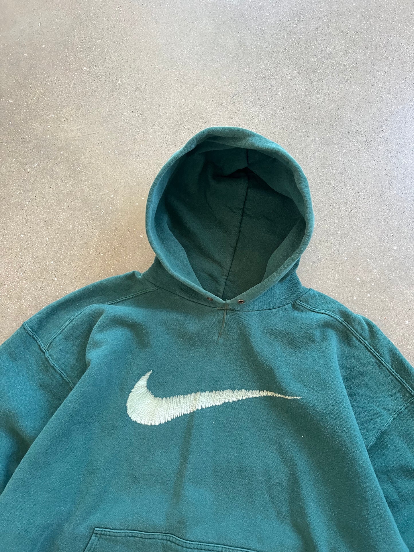 Vintage Green Nike Swoosh Hoodie - L