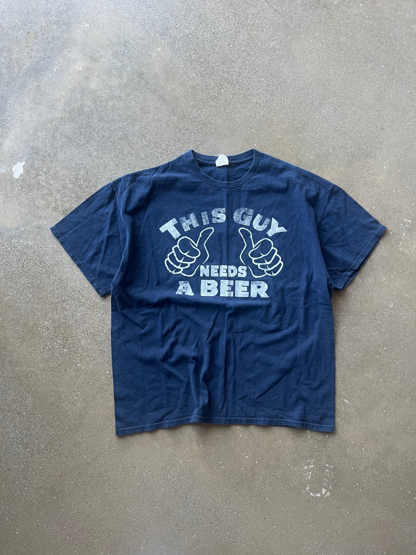 Vintage Navy Blue This Guy Needs A Beer Shirt - XL