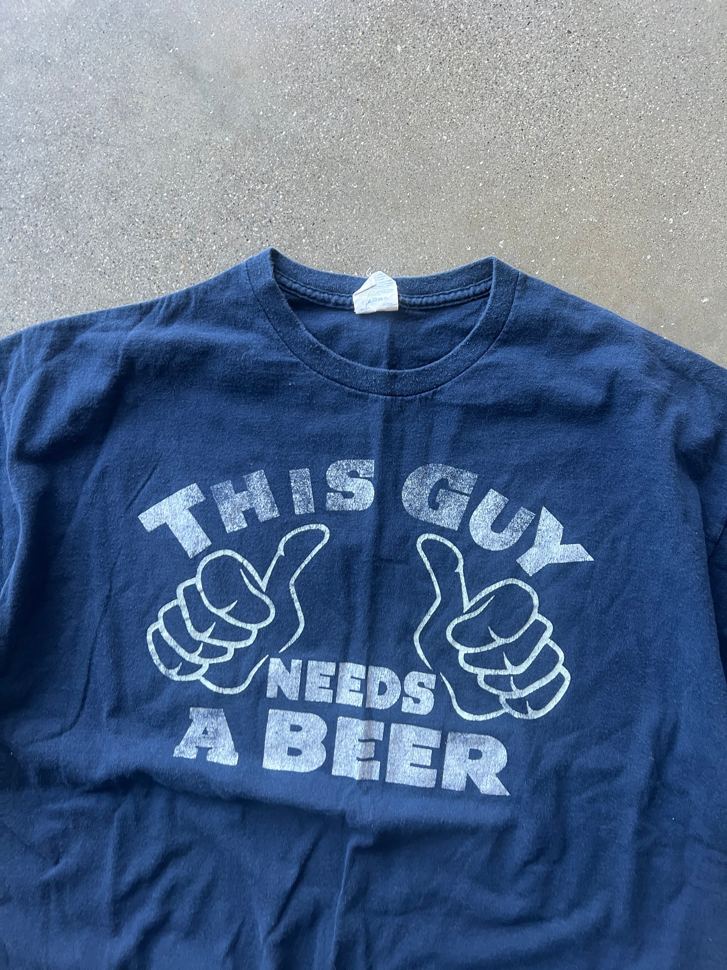 Vintage Navy Blue This Guy Needs A Beer Shirt - XL