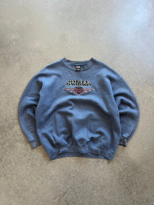 Vintage Grey Harley Davidson Crew - XL
