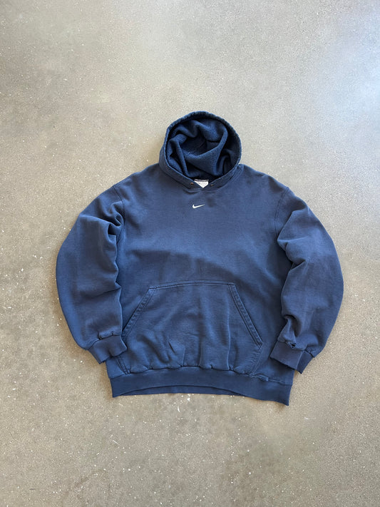 Vintage Navy Blue Nike Center Swoosh Hoodie - L