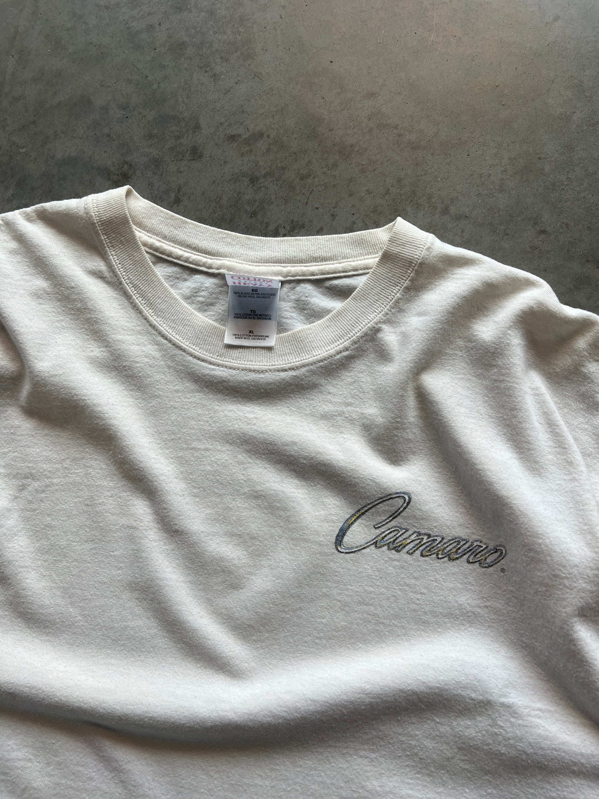 Vintage White Camaro Car Shirt - XL