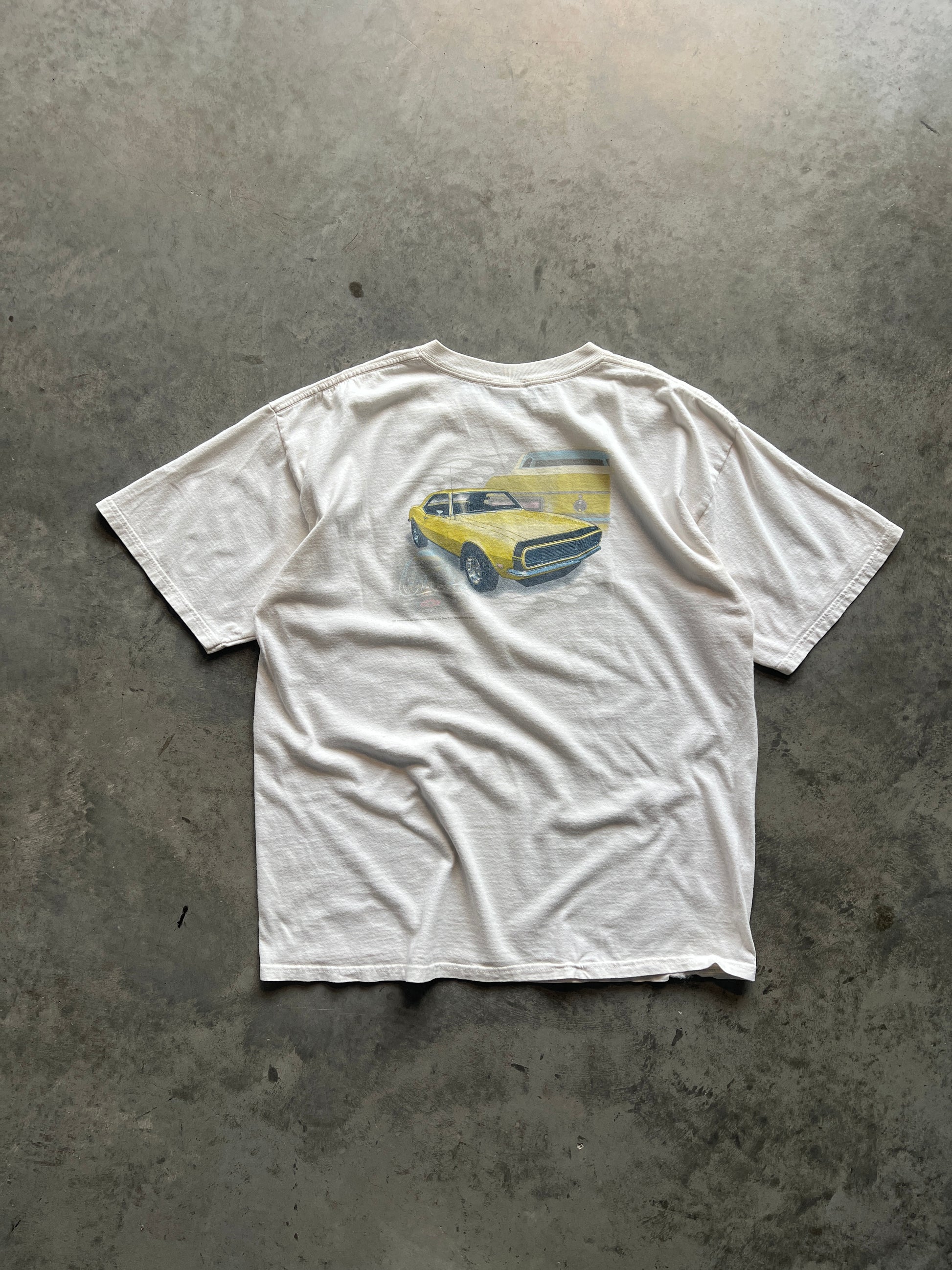 Vintage White Camaro Car Shirt - XL