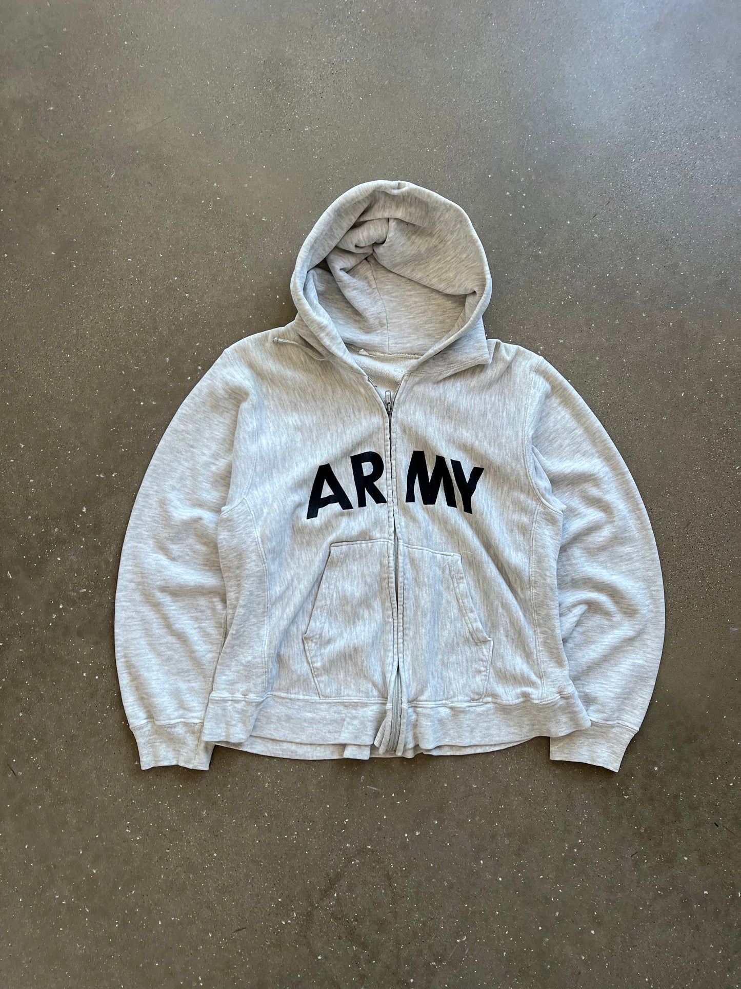Vintage White Army Zip Up Hoodie - M