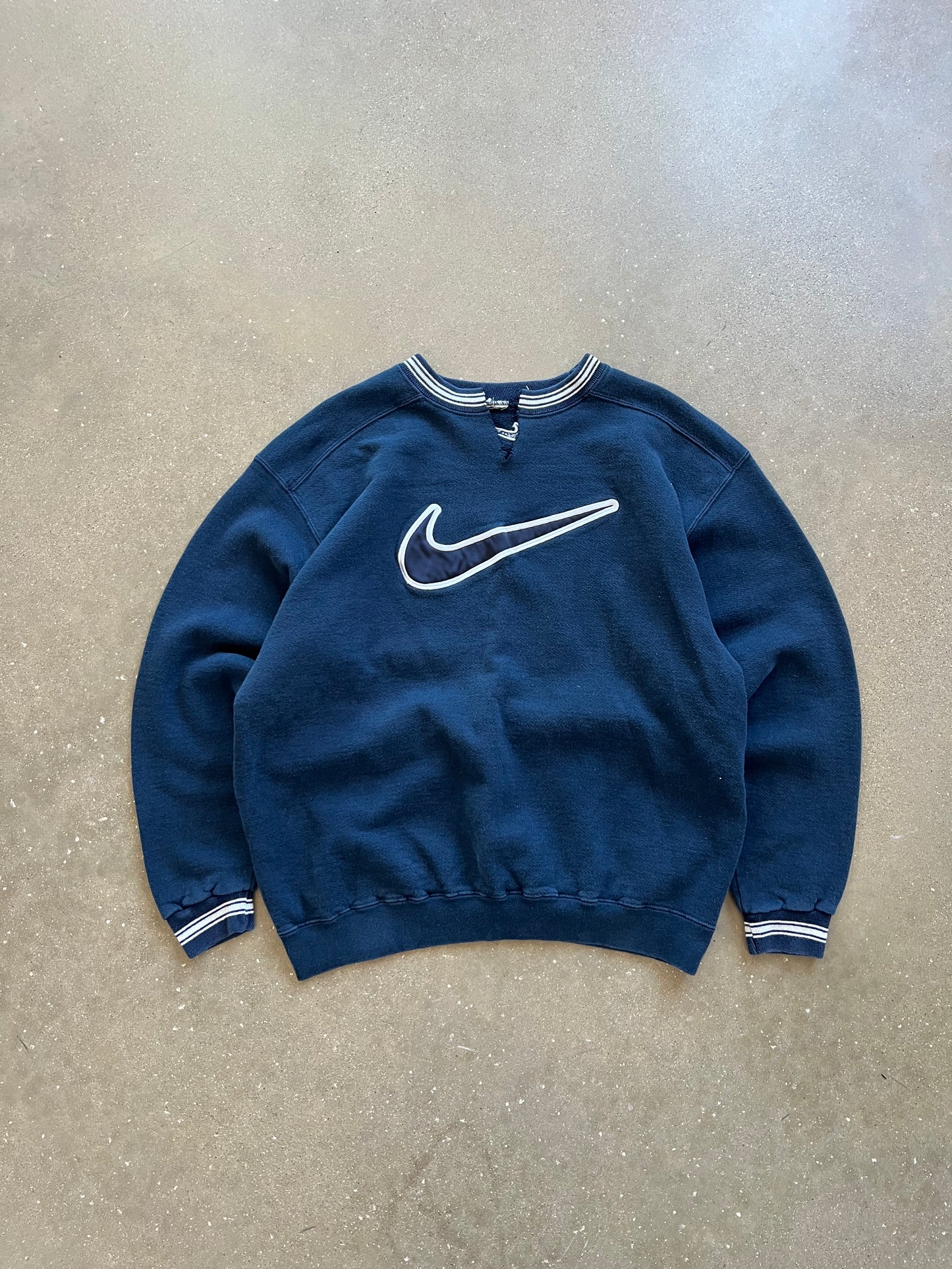 Vintage Navy Blue Nike Swoosh Crew - L