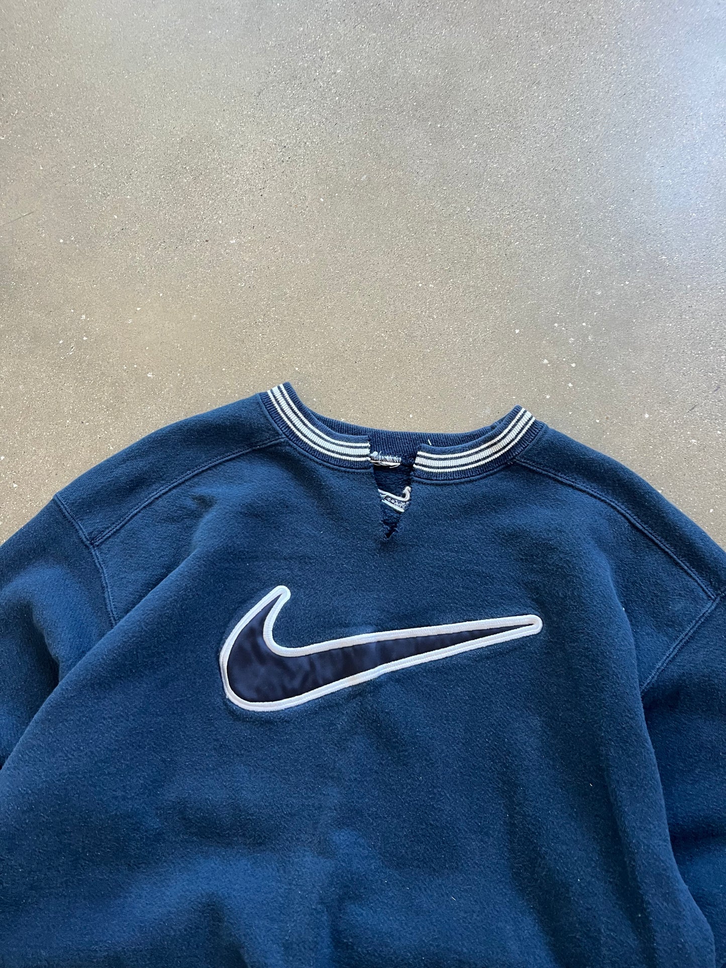 Vintage Navy Blue Nike Swoosh Crew - L