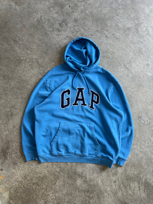 Vintage Blue Gap Spellout Hoodie - XL