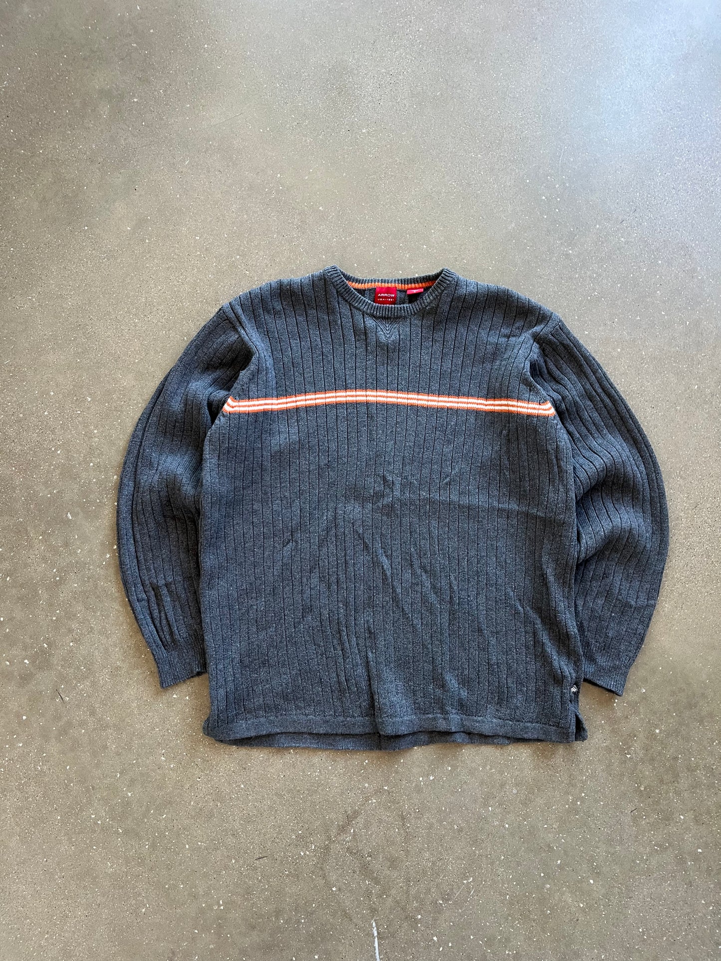 Vintage Stripped Grey Arrow Sweater - L