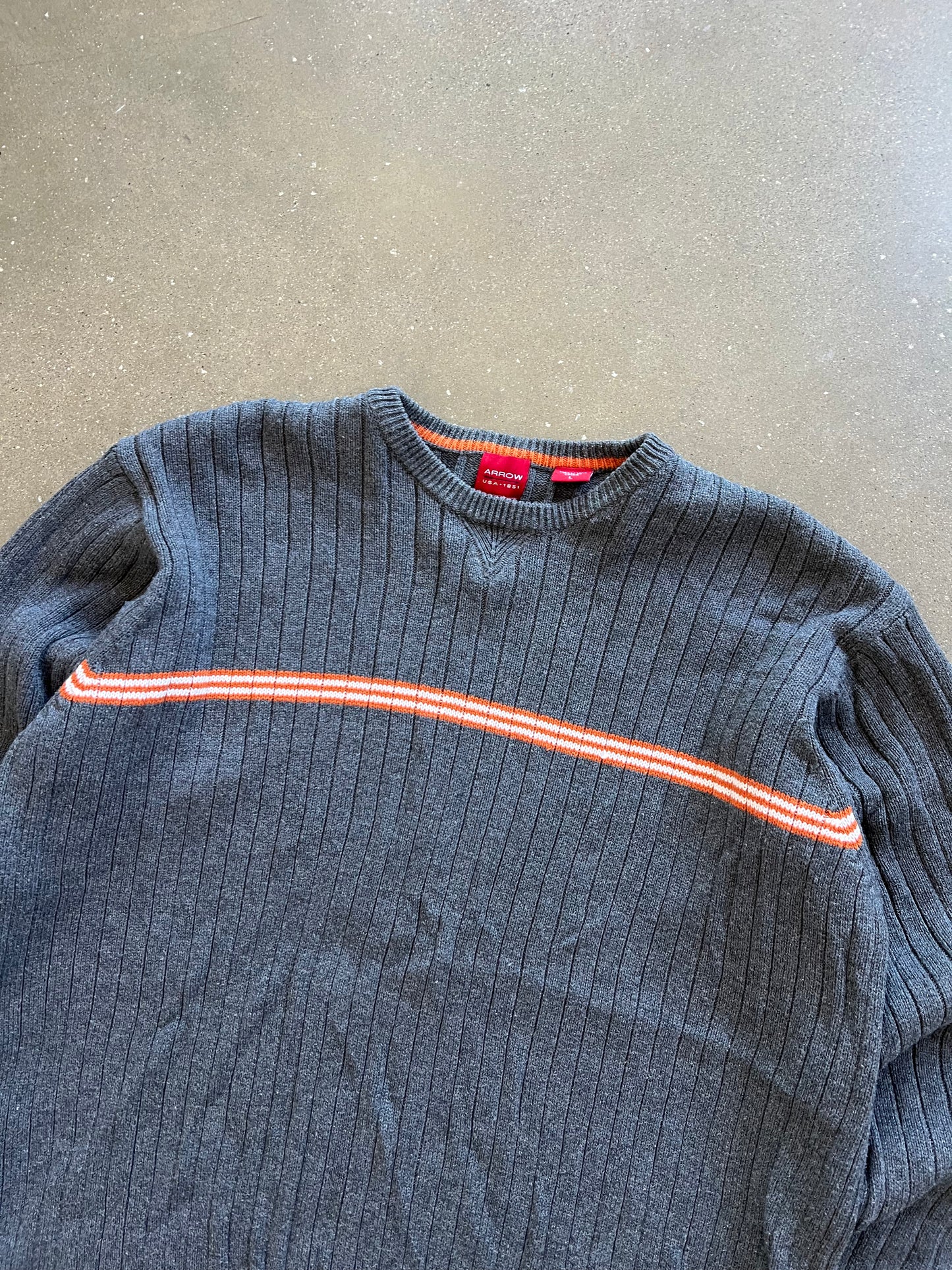 Vintage Stripped Grey Arrow Sweater - L