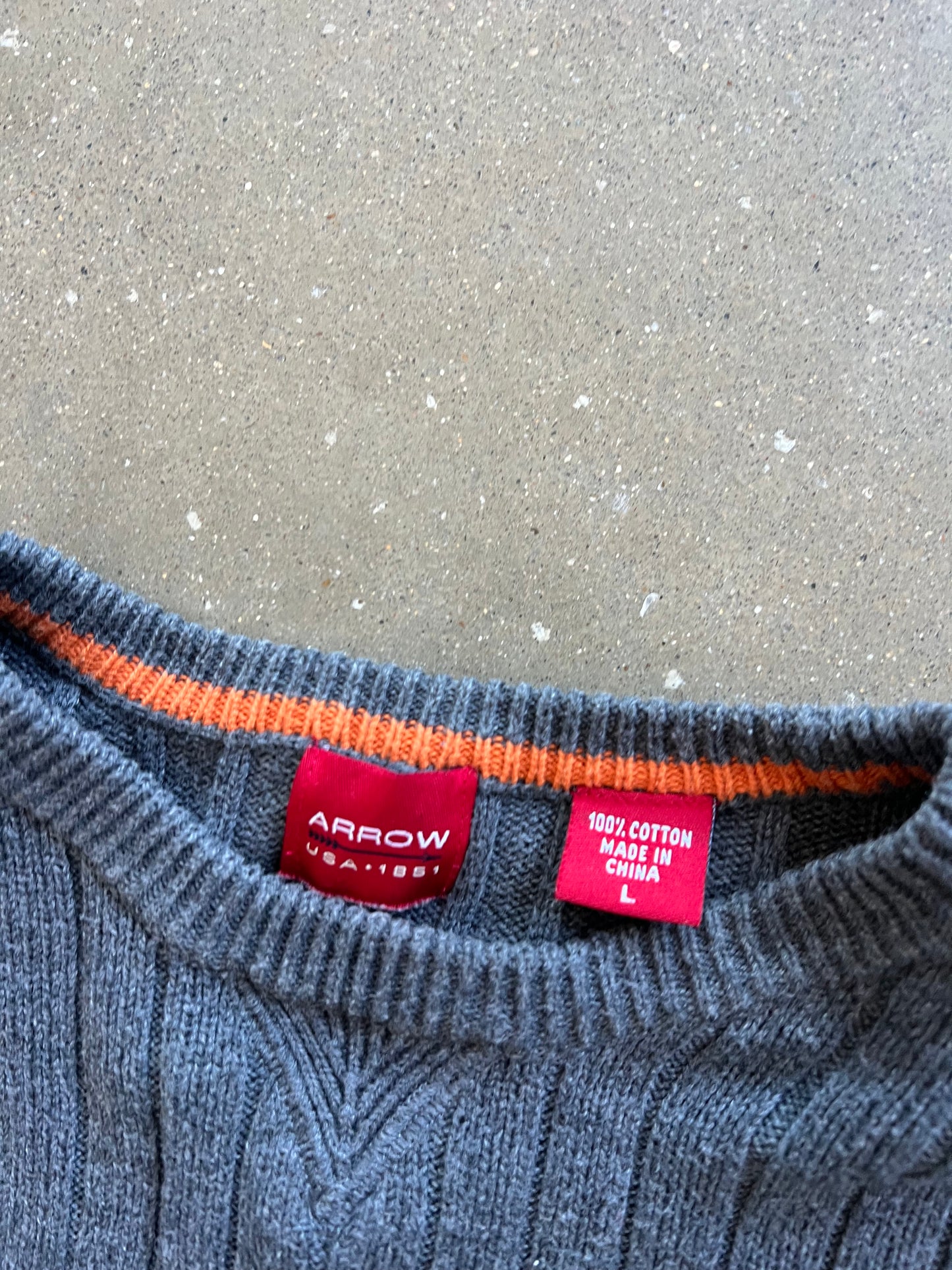 Vintage Stripped Grey Arrow Sweater - L