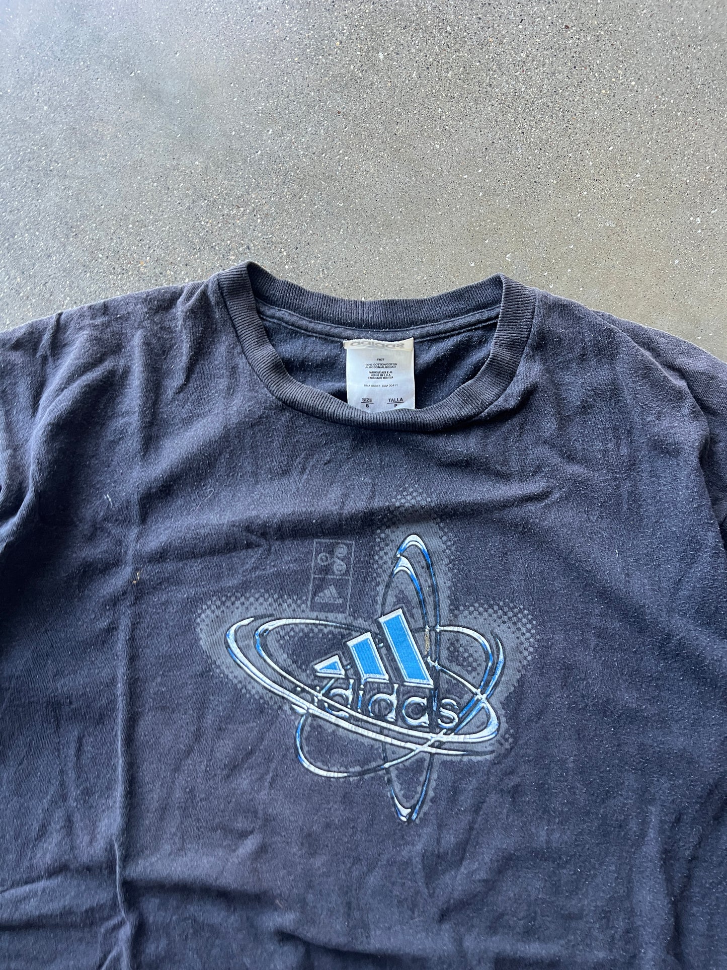 Vintage Faded Black Adidas Ring Shirt - S