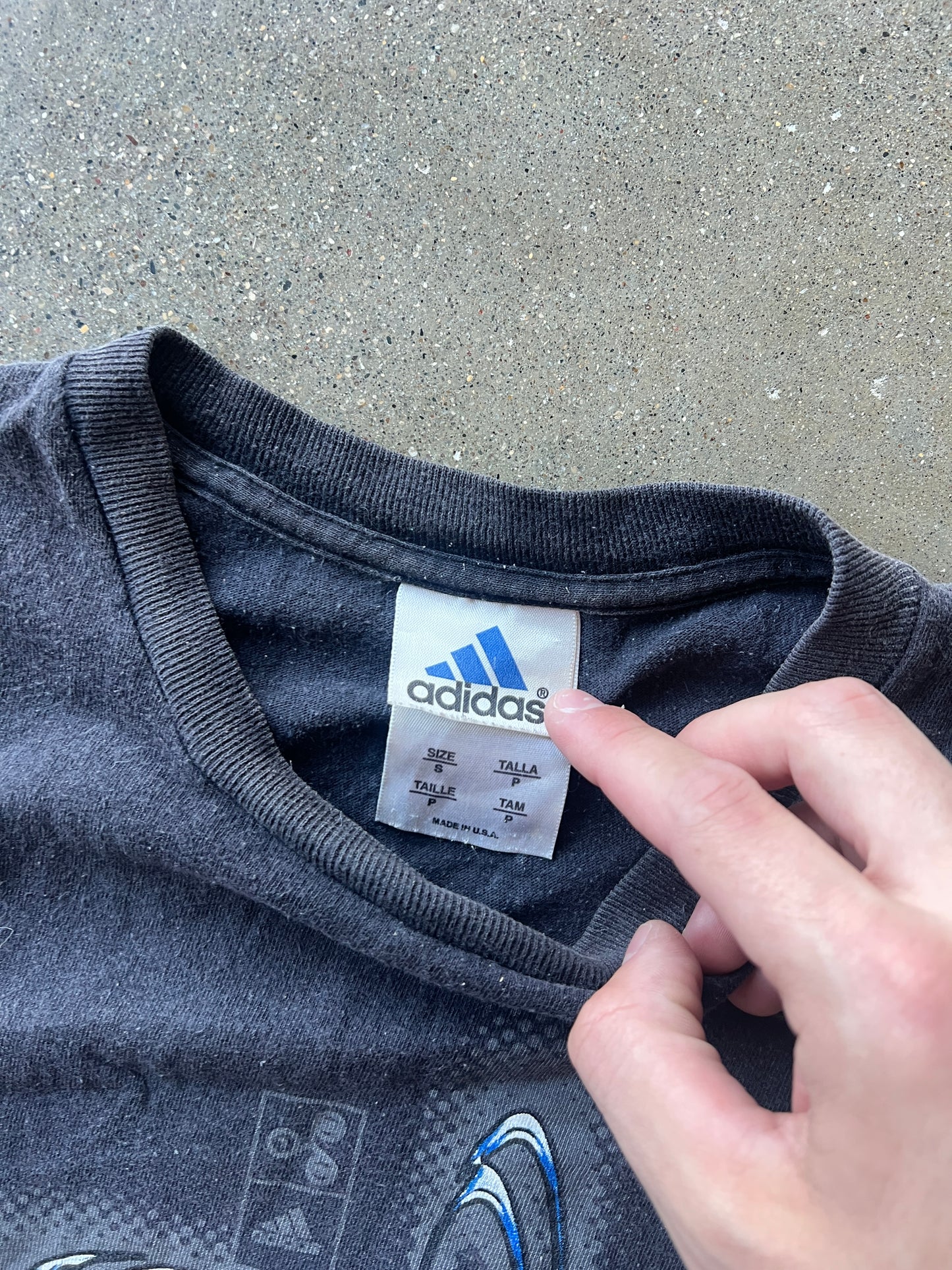 Vintage Faded Black Adidas Ring Shirt - S