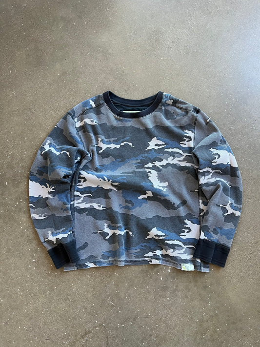 Vintage Blue Camo Longsleeve Thermal - XL