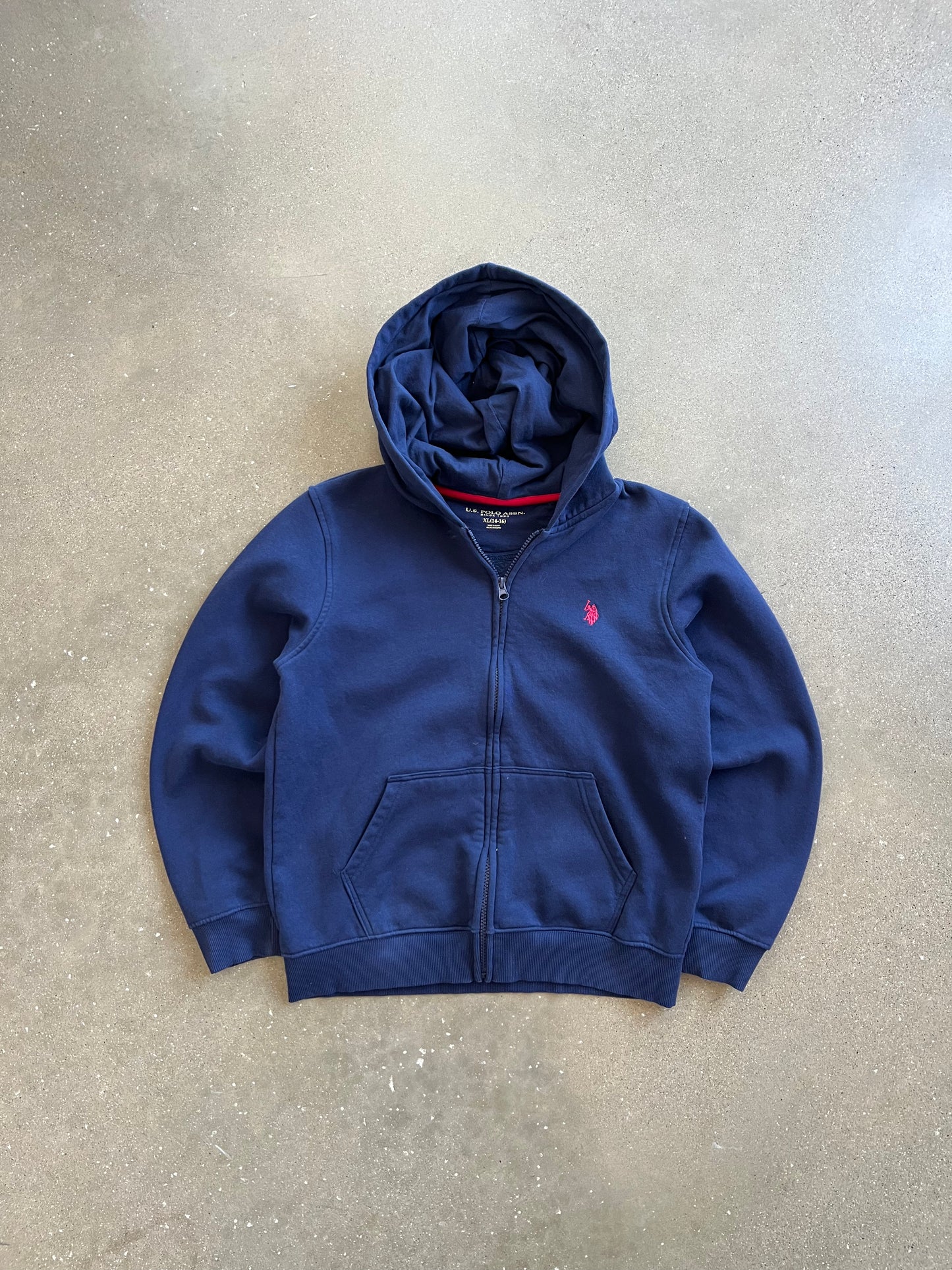 Vintage Blue Polo Zip Up Hoodie - S