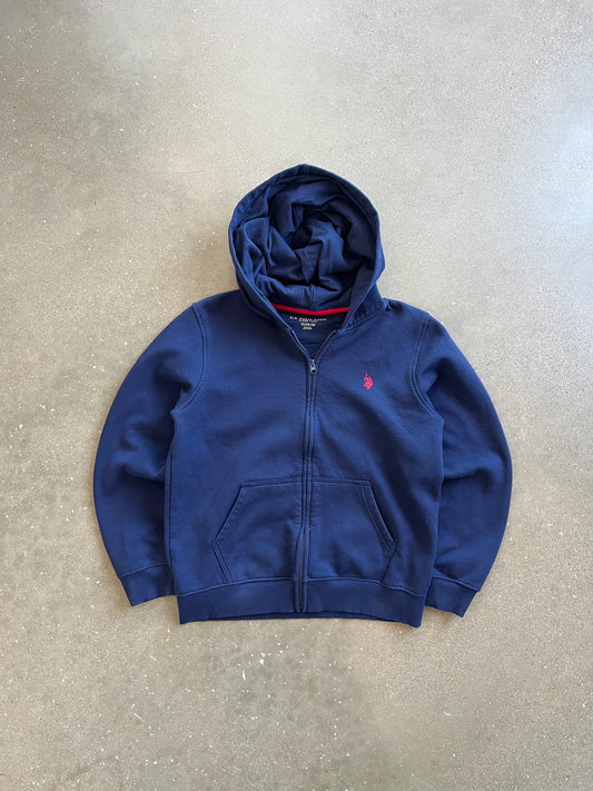 Vintage Blue Polo Zip Up Hoodie - S