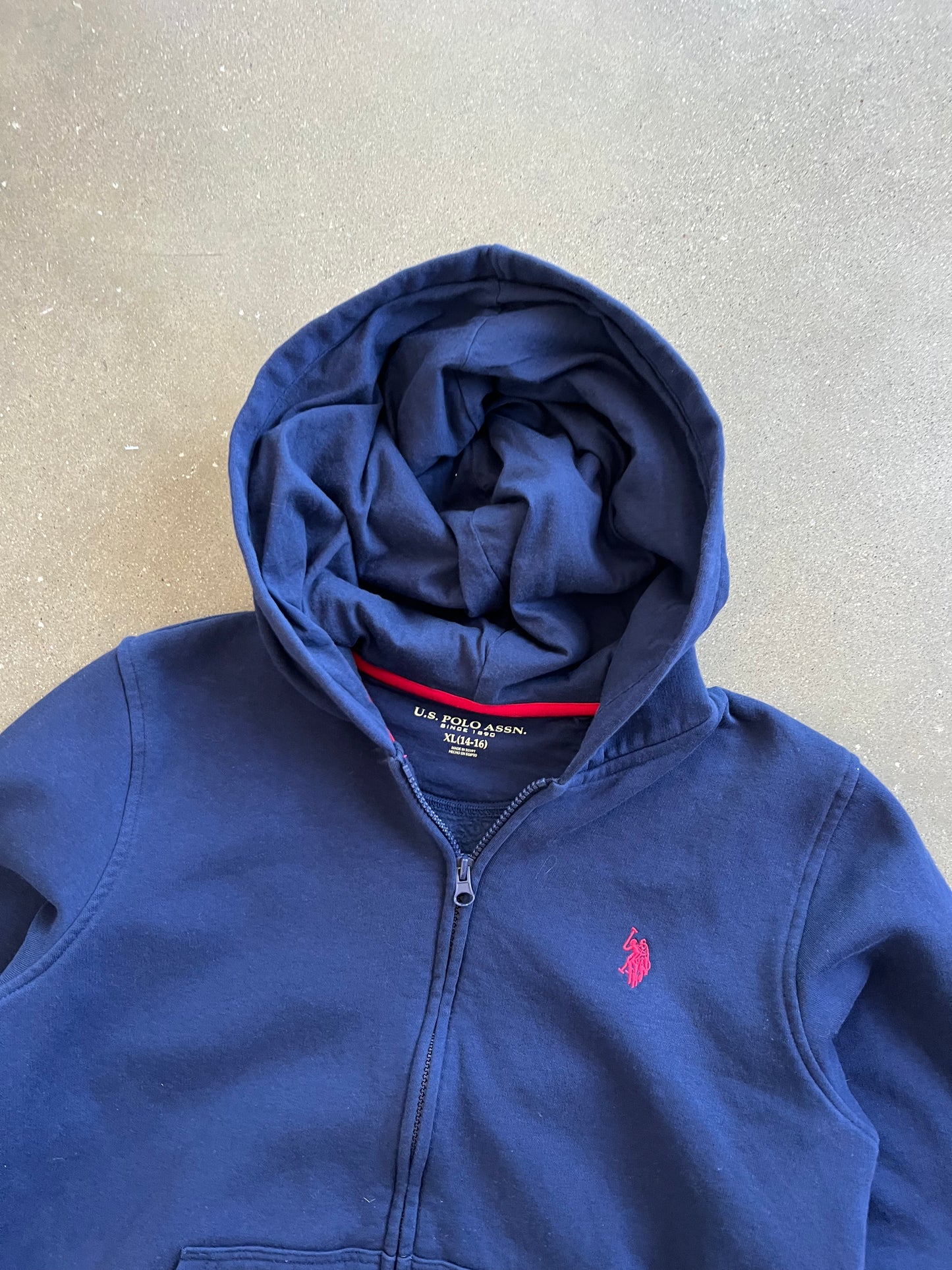 Vintage Blue Polo Zip Up Hoodie - S