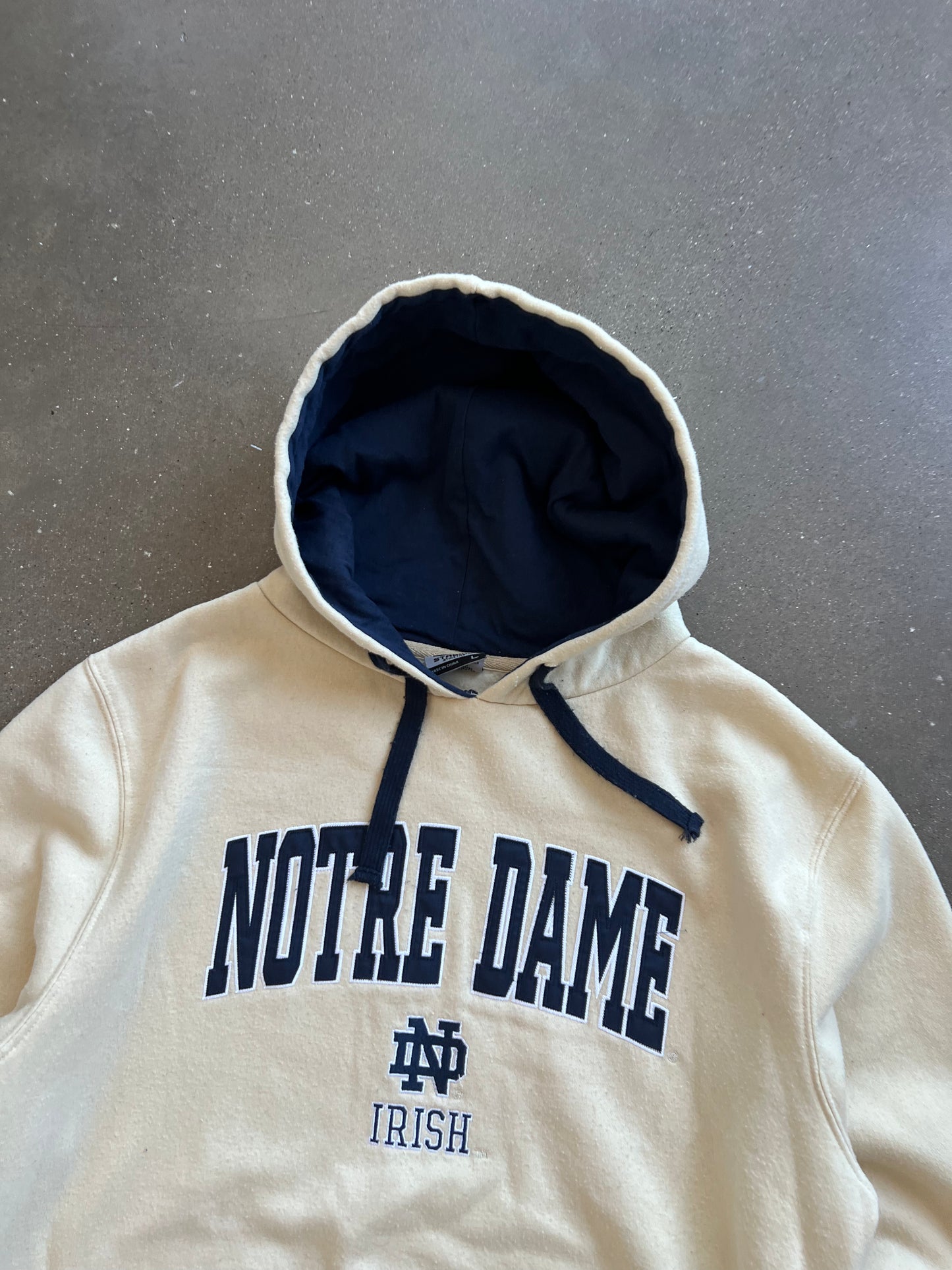 Vintage Yellow Notre Dame Hoodie - L