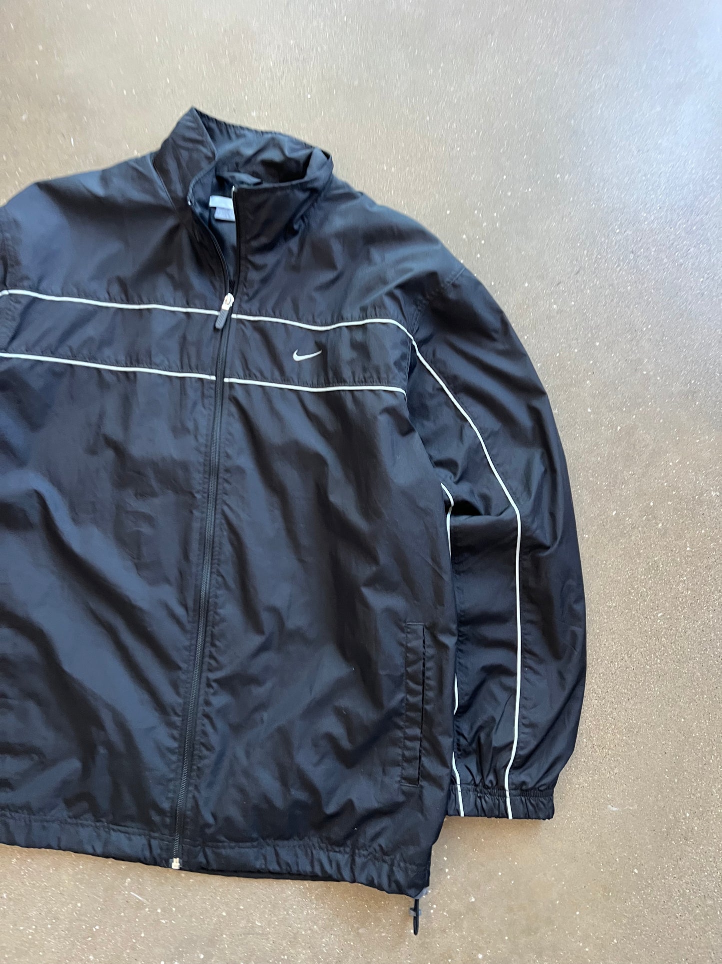 Black Nike Swoosh Windbreaker Zip Up - XL