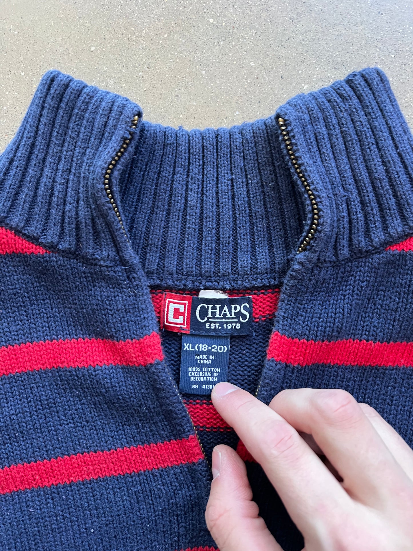 Black Red Chaps Stripped Polo - XS