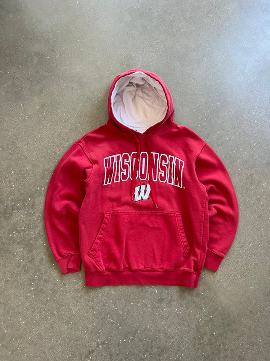Black Red Wisconsin Spellout Hoodie - S