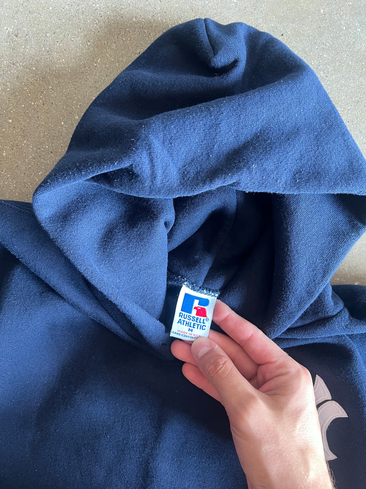 Vintage Navy Blue Yankee Logo Hoodie - M