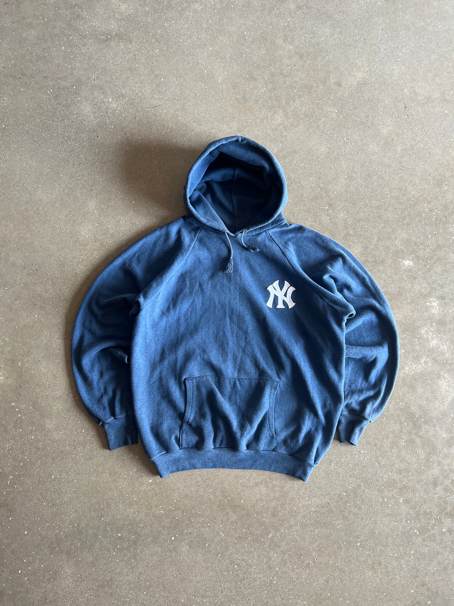 Vintage Navy Blue Yankee Logo Hoodie - XL