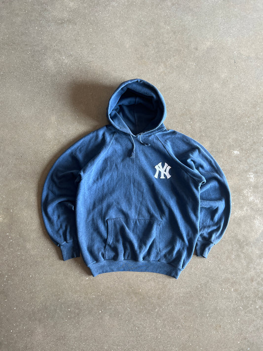 Vintage Navy Blue Yankee Logo Hoodie - XL