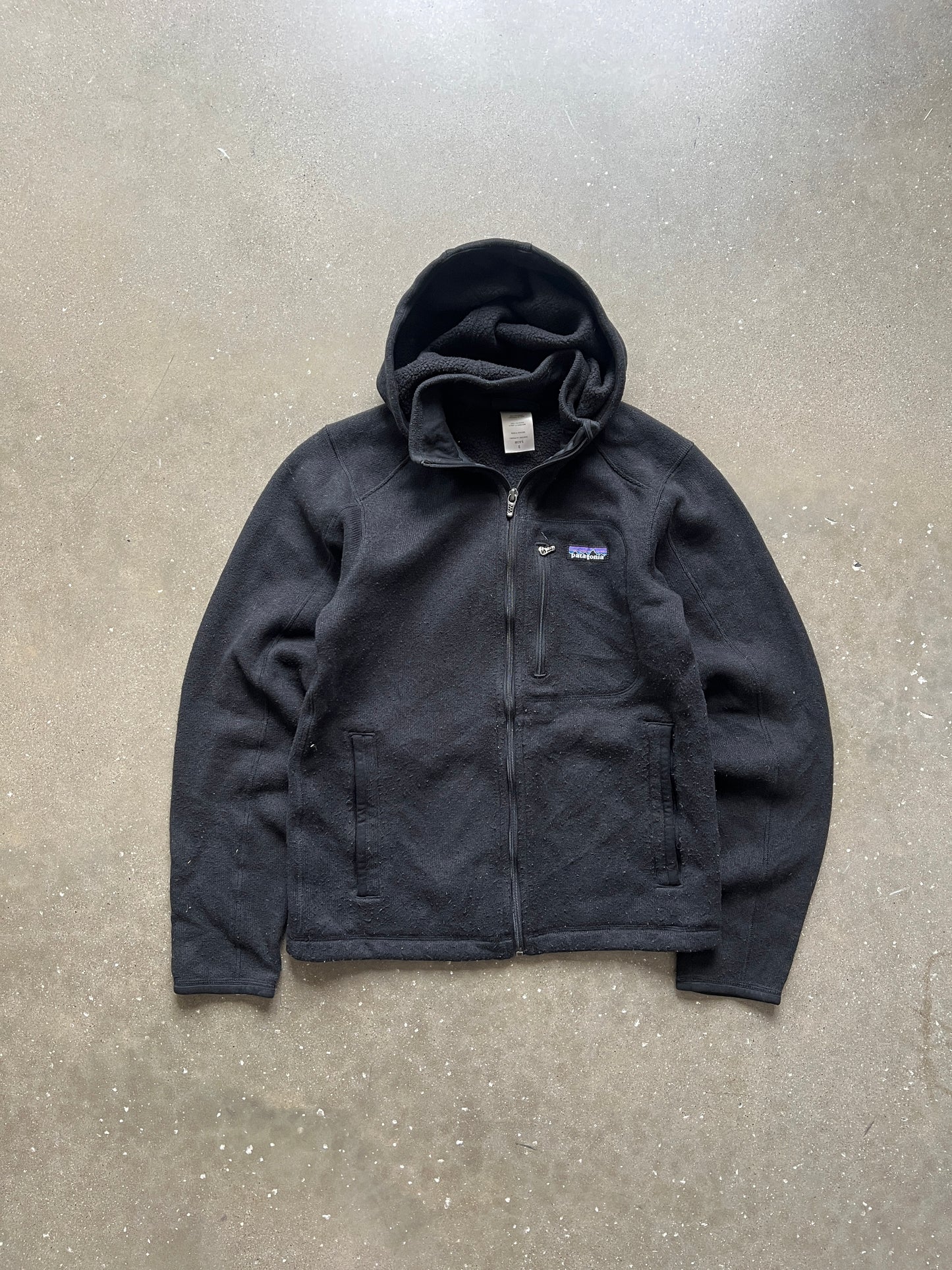 Vintage Black Patagonia Zip Up Fleece Hoodie - S