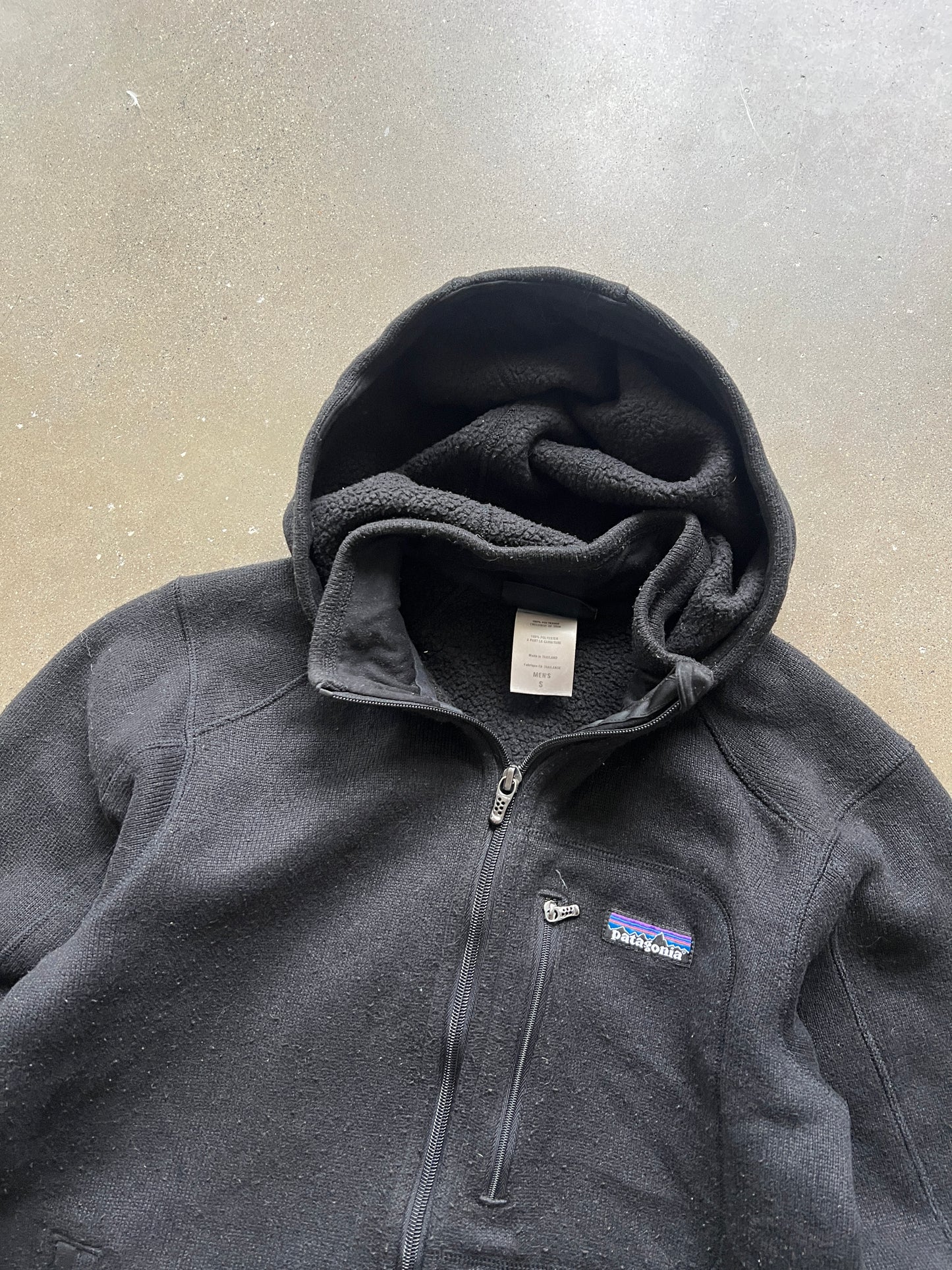 Vintage Black Patagonia Zip Up Fleece Hoodie - S