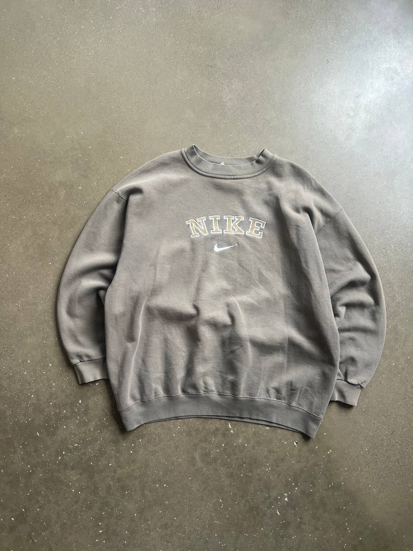 Vintage Brown Nike Spellout Crew - XL