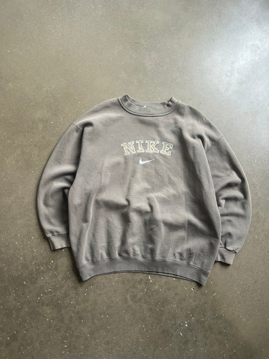 Vintage Brown Nike Spellout Crew - XL