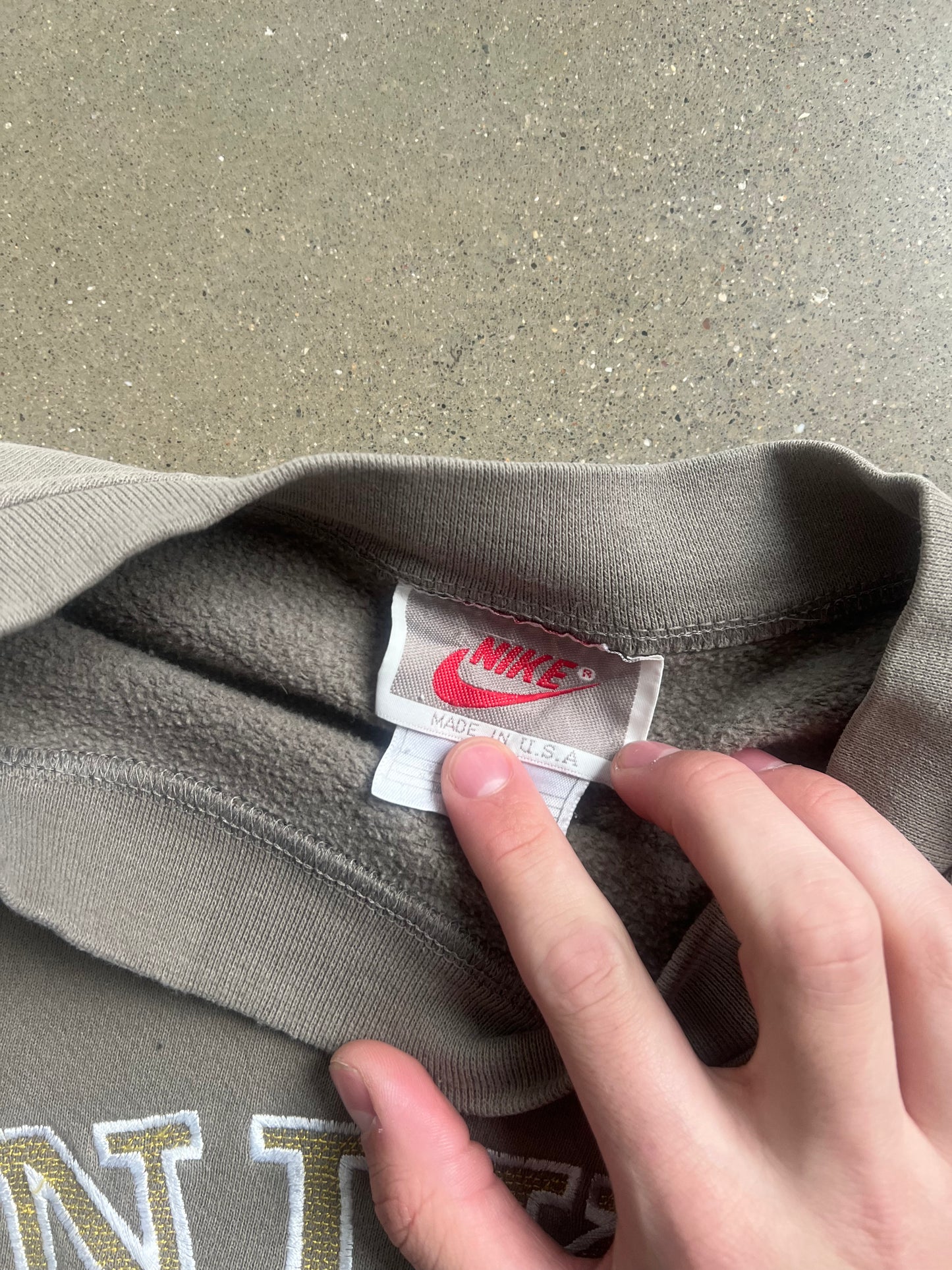 Vintage Brown Nike Spellout Crew - XL