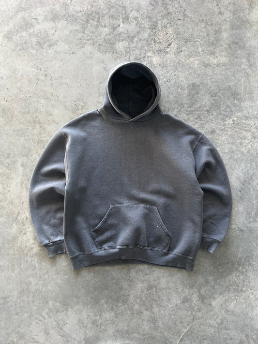 Vintage Dark Grey Blank Russell Hoodie - L