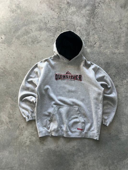 Vintage Grey Quicksilver Spellout Hoodie - L