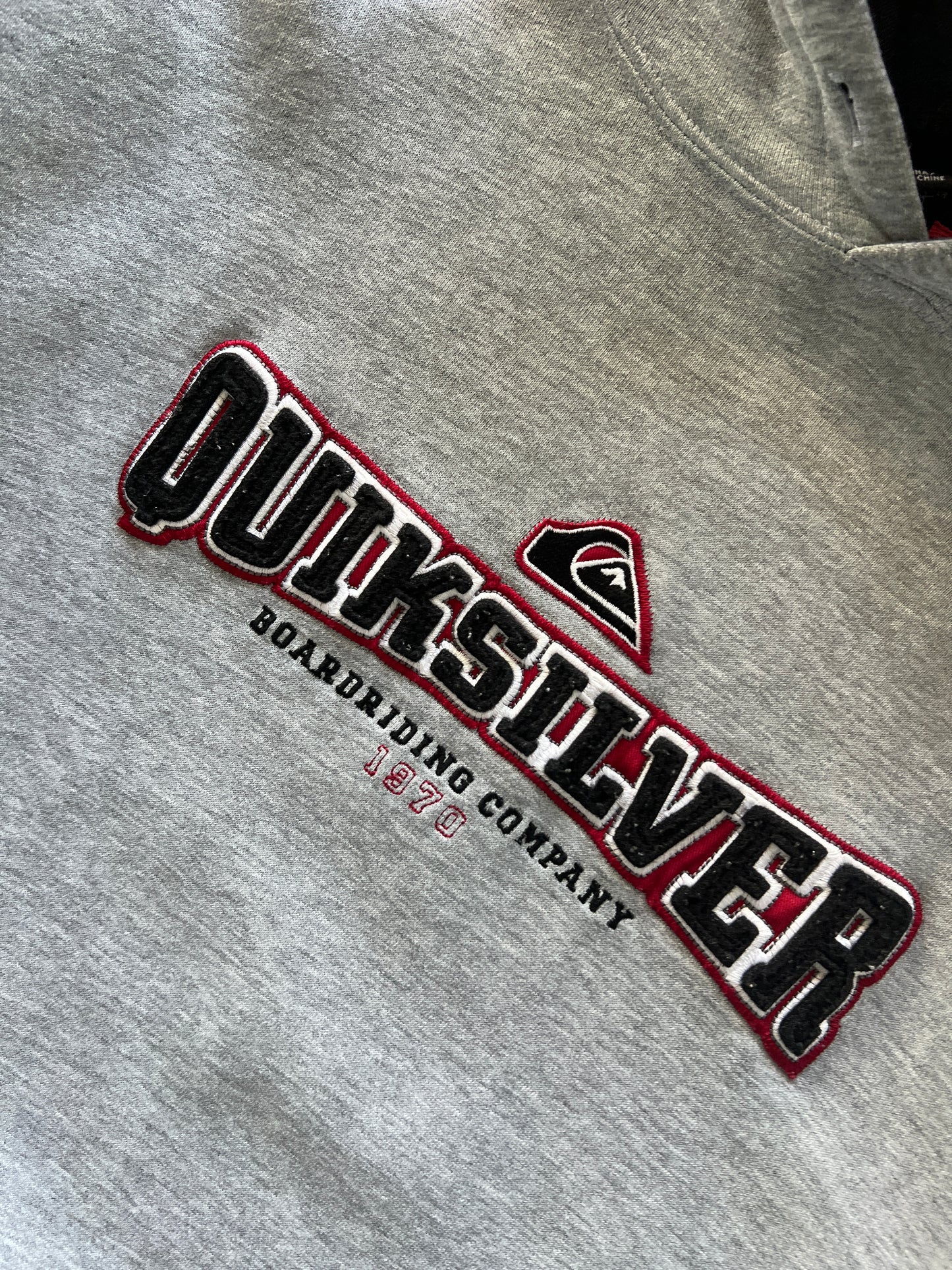 Vintage Grey Quicksilver Spellout Hoodie - L