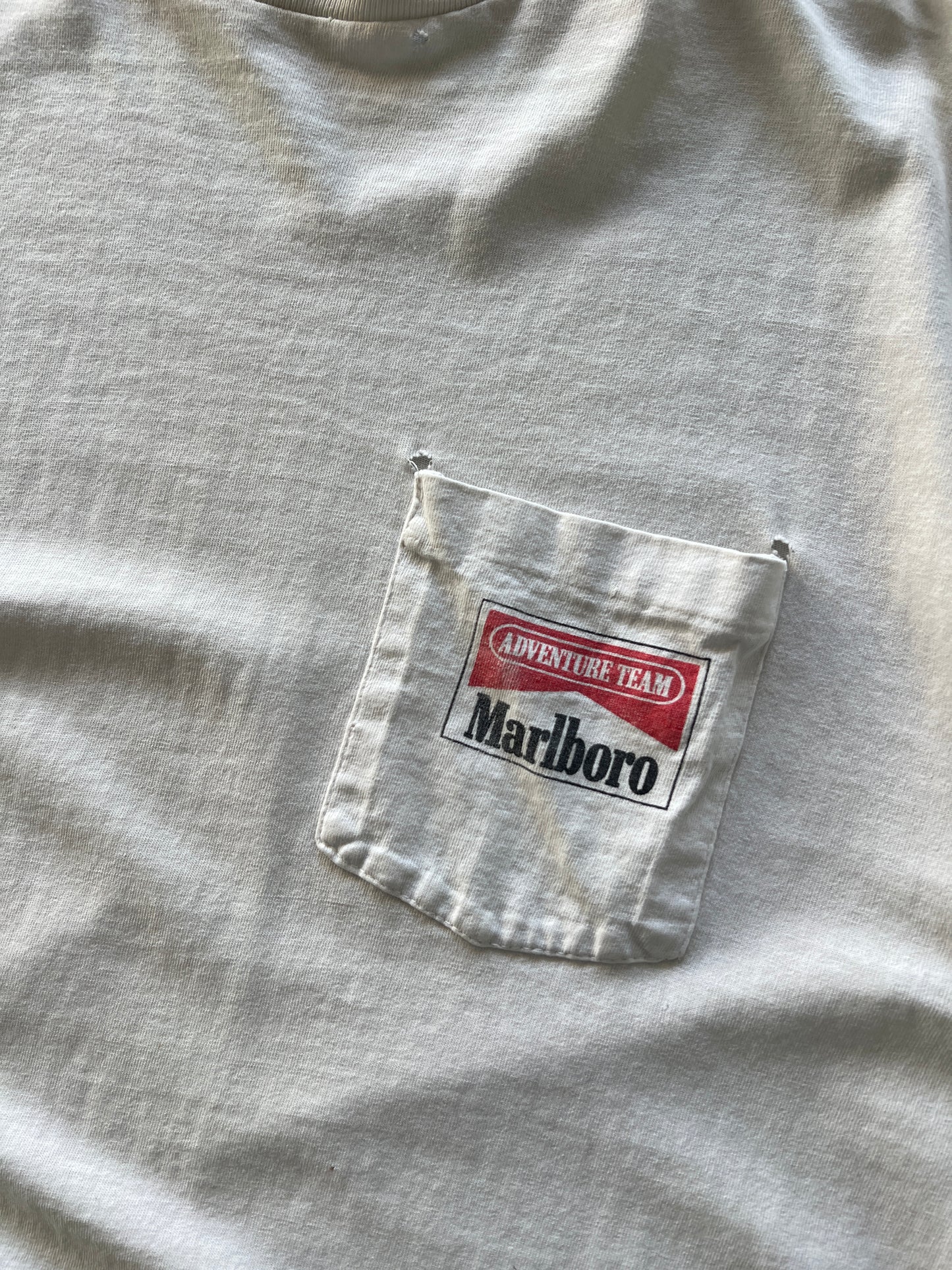 Vintage Faded White Marlboro Cigarettes Shirt - L