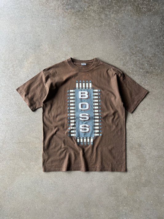 Vintage Brown BOSS Spellout Shirt - XL