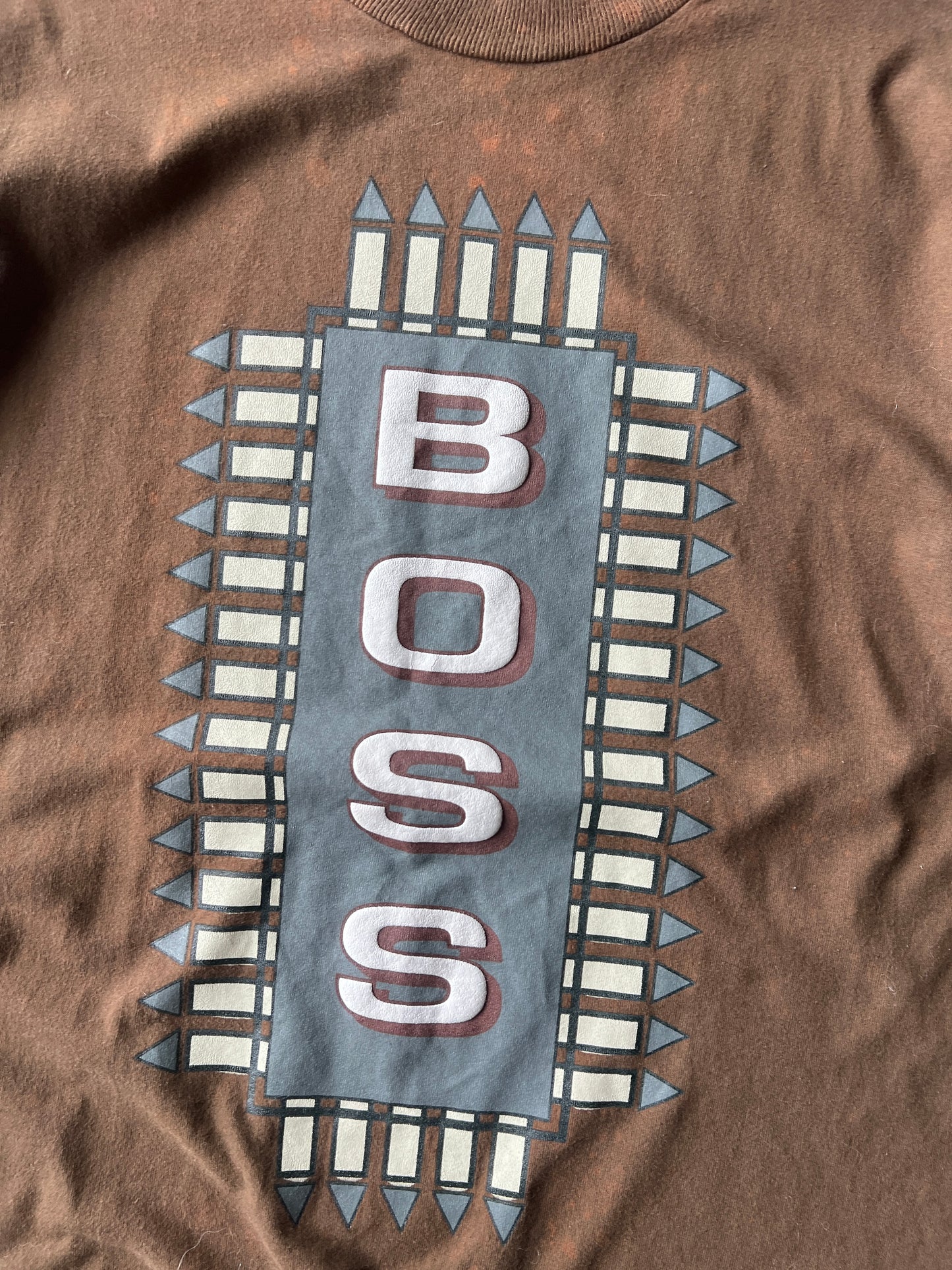 Vintage Brown BOSS Spellout Shirt - XL